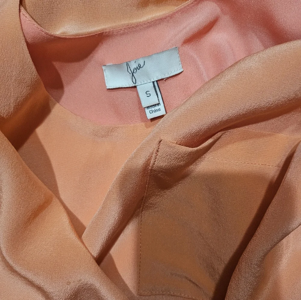 Joie Coral Peach Sleeveless Tank Sheath Silk Dress Small - Picture 7 of 8